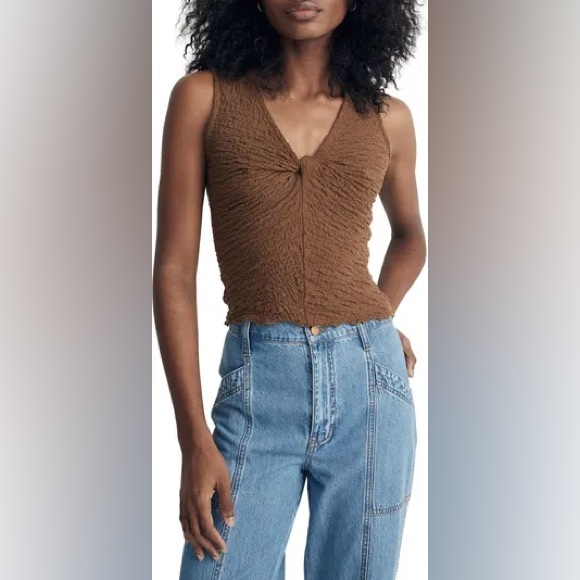 Madewell Tops - Popcorn Knit Twist Front Sleeveless Crop Top Size Small